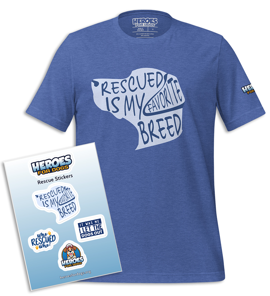 Rescued Is My Favorite Breed Tee + Sticker Sheet Bundle